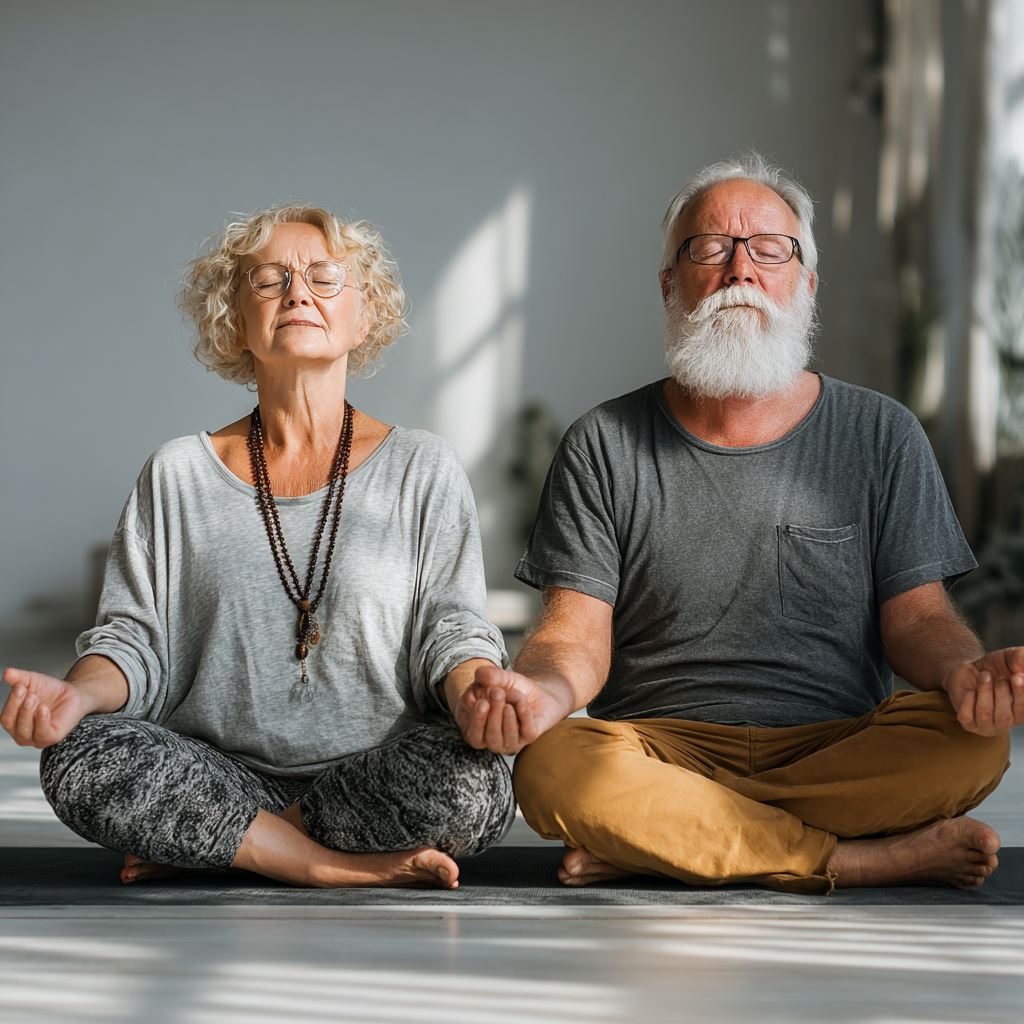 Професионален йога инструктор демонстрира поза на група възрастни студенти